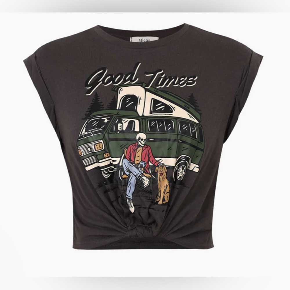 Micas Good Times Graphic Knot Hem T-Shirt